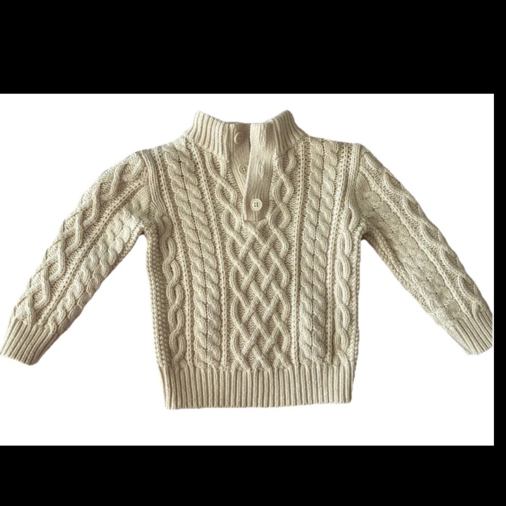 Baby GAP Cable knit Mock neck Pullover Sweater Age T 3 Sherpa Collar Color Ivory